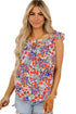 Square Neck Flutter Sleeve Floral Print Top