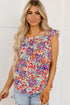 Square Neck Flutter Sleeve Floral Print Top