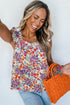 Square Neck Flutter Sleeve Floral Print Top