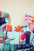 Square Neck Flutter Sleeve Tropical Print Babydoll Blouse