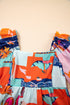 Square Neck Flutter Sleeve Tropical Print Babydoll Blouse