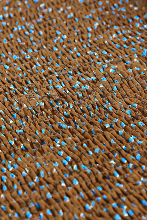 Square Neck Puff Sleeve Floral Smocked Top