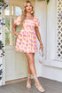 Square Neck Puff Sleeve Pleated Midi Floral Dress