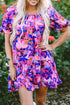 Square Neck Puff Sleeve Tiered Babydoll Dress