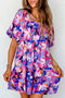 Square Neck Puff Sleeve Tiered Babydoll Dress