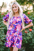 Square Neck Puff Sleeve Tiered Babydoll Dress