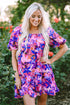 Square Neck Puff Sleeve Tiered Babydoll Dress