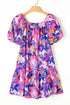 Square Neck Puff Sleeve Tiered Babydoll Dress