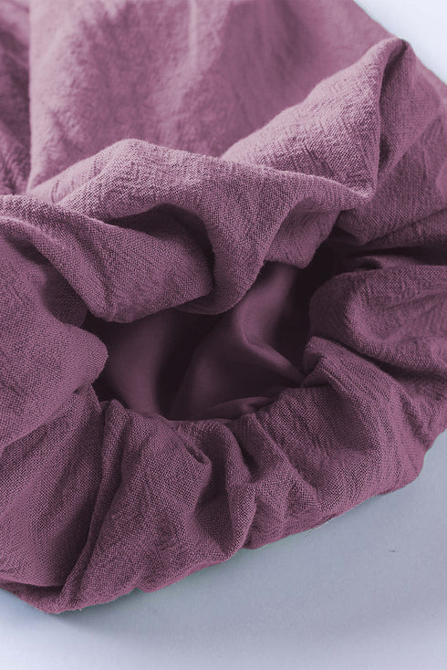 Square Neck Ruched Bodice Puff Sleeve Cotton Romper