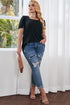 Square Neck Ruched Shoulder Puff Sleeve Top