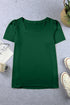 Square Neck Ruched Shoulder Puff Sleeve Top