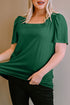 Square Neck Ruched Shoulder Puff Sleeve Top