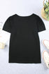 Square Neck Ruched Shoulder Puff Sleeve Top