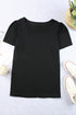 Square Neck Ruched Shoulder Puff Sleeve Top