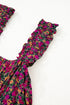 Square Neck Ruffle Sleeve Button Front Floral Top
