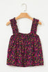 Square Neck Ruffle Sleeve Button Front Floral Top