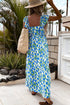 Square Neck Ruffle Sleeve Floral Maxi Dress