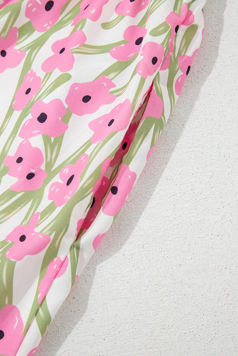 Square Neck Ruffle Sleeve Floral Maxi Dress