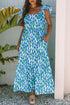 Square Neck Ruffle Sleeve Floral Maxi Dress