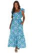 Square Neck Ruffle Sleeve Floral Maxi Dress
