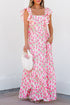 Square Neck Ruffle Sleeve Floral Maxi Dress