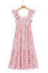 Square Neck Ruffle Sleeve Floral Maxi Dress