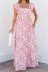 Square Neck Ruffle Sleeve Floral Maxi Dress