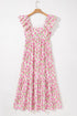Square Neck Ruffle Sleeve Floral Maxi Dress