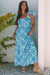 Square Neck Ruffle Sleeve Floral Maxi Dress