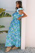 Square Neck Ruffle Sleeve Floral Maxi Dress