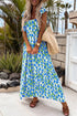 Square Neck Ruffle Sleeve Floral Maxi Dress