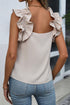 Square Neck Ruffle Strap Sleeveless Woven Blouse