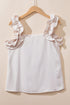 Square Neck Ruffle Strap Sleeveless Woven Blouse