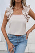 Square Neck Ruffle Strap Sleeveless Woven Blouse