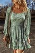 Square Neck Shirred Waist Tiered Ruffled Mini Floral Dresses