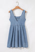 Square Neck Sleeveless Bowknot Western Denim Mini Dress