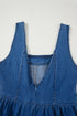 Square Neck Sleeveless Bowknot Western Denim Mini Dress