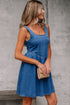 Square Neck Sleeveless Bowknot Western Denim Mini Dress
