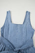 Square Neck Sleeveless Bowknot Western Denim Mini Dress