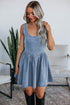 Square Neck Sleeveless Bowknot Western Denim Mini Dress