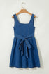 Square Neck Sleeveless Bowknot Western Denim Mini Dress