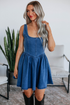 Square Neck Sleeveless Bowknot Western Denim Mini Dress