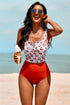 Square Neck Sleeveless Print Tankini Set