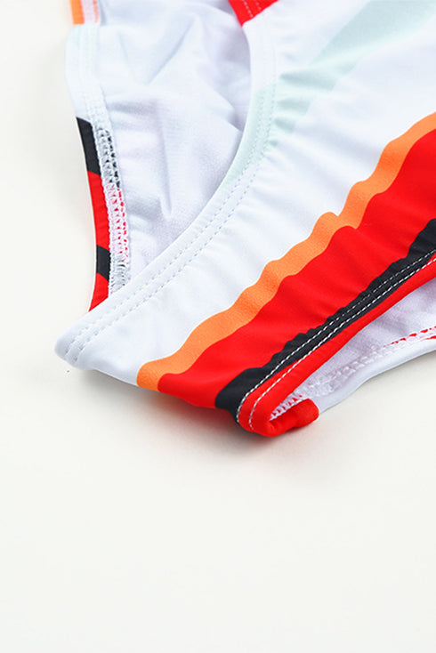 Square Neck Sleeveless Print Tankini Set