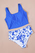 Square Neck Sleeveless Print Tankini Set