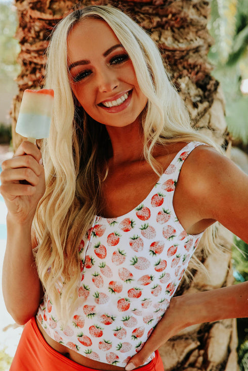 Square Neck Sleeveless Print Tankini Set