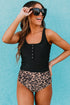Square Neck Sleeveless Print Tankini Set