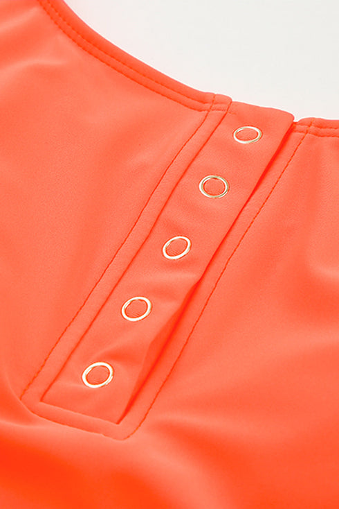 Square Neck Sleeveless Print Tankini Set