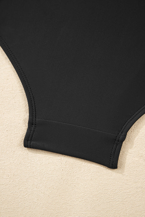 Square Neck Textured Trim Empire Waist Tankini Top