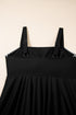 Square Neck Textured Trim Empire Waist Tankini Top
